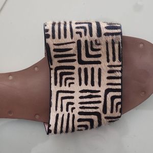 Madewell Modern Black And White Calf Hair Slides, 9